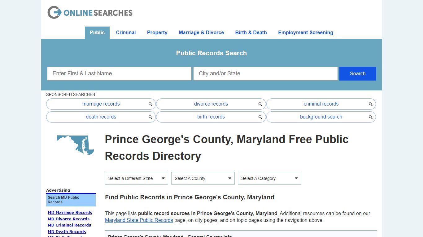 Prince George's County, Maryland Public Records Directory